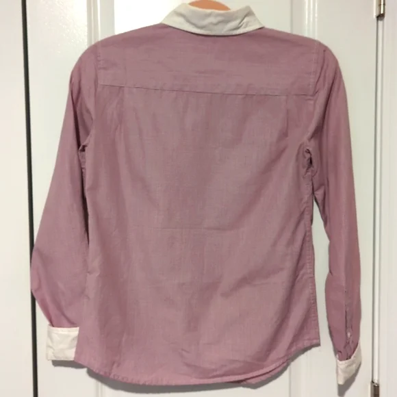 J Crew Button Down Plaid Shirt Top size 0 White Collar -412 - Picture 2 of 8